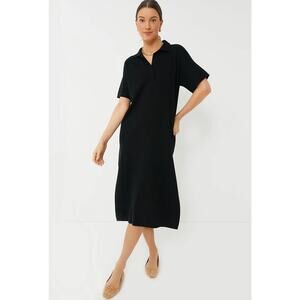 Tuckernuck Black Channing Polo Knit Midi Sweater Dress Short Sleeve Collar Dress